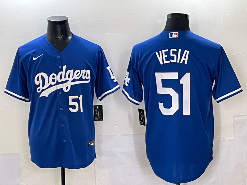 Men Los Angeles Dodgers 51 Vesia Blue Nike MLB 2025 Jersey style 04